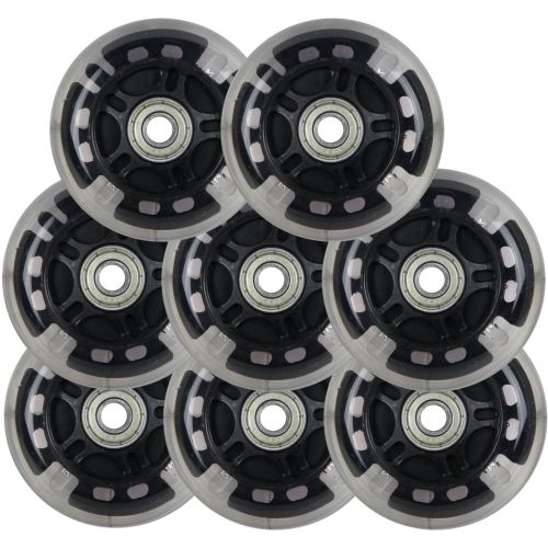  Bigfoot Wheels LED Inline Wheels 76mm 82a Skate Rollerblade Light UP 8-Pack w/ABEC 9 Bearings