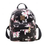 BiggerStore Women Girls Mini Backpack Fashion Causal Floral Printing Leather Bag