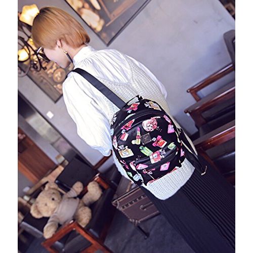  BiggerStore Women Girls Mini Backpack Fashion Causal Floral Printing Leather Bag