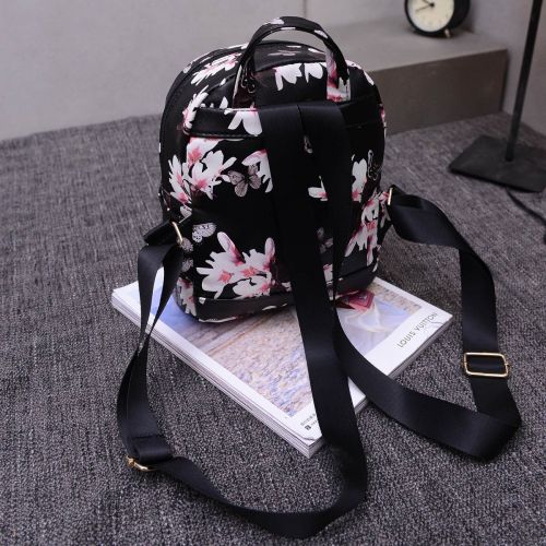  BiggerStore Women Girls Mini Backpack Fashion Causal Floral Printing Leather Bag