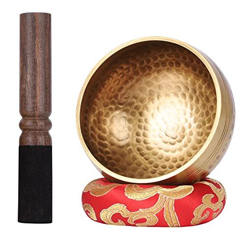  Biggo Tibetan Singing Bowl Set- Perfect resonance Meditation Yoga & Chakra Healing Handmade Bowl - With Mallet & Silk Cushion. Perfect Gift명상종 싱잉볼