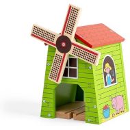 Bigjigs Rail Country Windmill Toy Train Tunnel - Bigjigs Train Accessories, Wooden Train Track Accessories, Windmill for Train Set, Trains for Kids