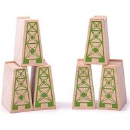 Bigjigs Rail High Level Blocks (Pack of 6) - Other Major Wooden Rail Brands are Compatible