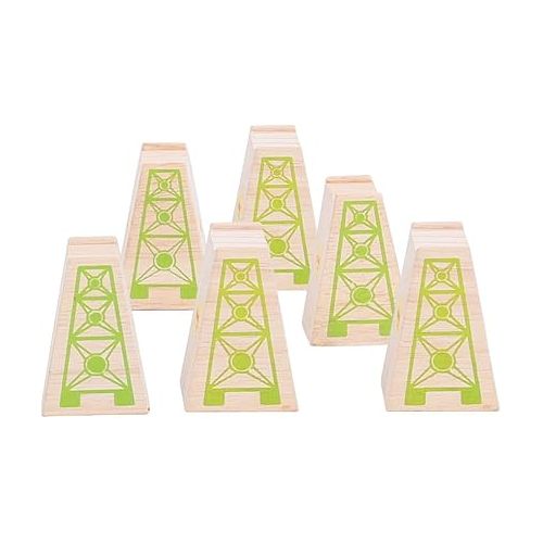  Bigjigs Rail High Level Blocks (Pack of 6) - Other Major Wooden Rail Brands are Compatible