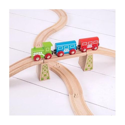  Bigjigs Rail High Level Blocks (Pack of 6) - Other Major Wooden Rail Brands are Compatible