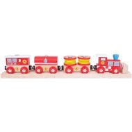 Bigjigs Rail Fire and Rescue Train - Fire Train Toy, Bigjigs Train Accessories Compatible with Most Wooden Train Sets, Quality Wooden Train Accessories
