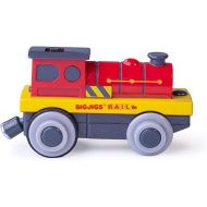 Bigjigs Rail, Mighty Red Loco Battery Operated Train, Wooden Toys, Battery Trains for Wooden Track, Bigjigs Train, Battery Trains, Wooden Train Track Accessories, Motorised Train for Wooden Track