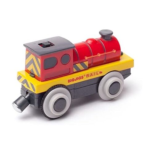  Bigjigs Rail, Mighty Red Loco Battery Operated Train, Wooden Toys, Battery Trains for Wooden Track, Bigjigs Train, Battery Trains, Wooden Train Track Accessories, Motorised Train for Wooden Track