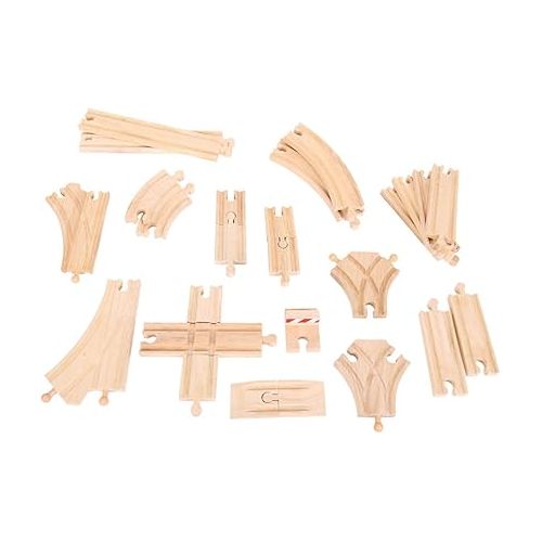  Bigjigs Rail Low Level Track Expansion - 25 Piece Set - Other Major Wooden Rail Brands are Compatible