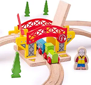 Bigjigs Rail Lifting Bridge - Other Major Wooden Rail Brands are Compatible