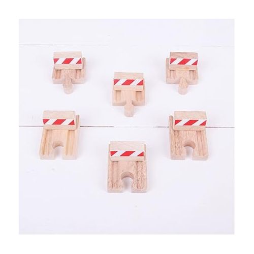  Bigjigs Rail Wooden Buffers (Pack of 6) - Other Major Wood Rail Brands are Compatible