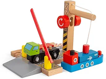 Bigjigs Rail, Shipping Container Yard, Wooden Toys, Wooden Crane, Wooden Train Track Accessories, Bigjigs Train Accessories, Train Toy, Kids Train Set