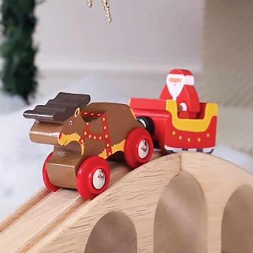  Bigjigs Rail Santa Sleigh with Reindeer - Other Major Wooden Rail Brands are Compatible