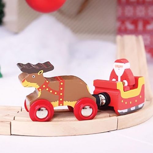  Bigjigs Rail Santa Sleigh with Reindeer - Other Major Wooden Rail Brands are Compatible