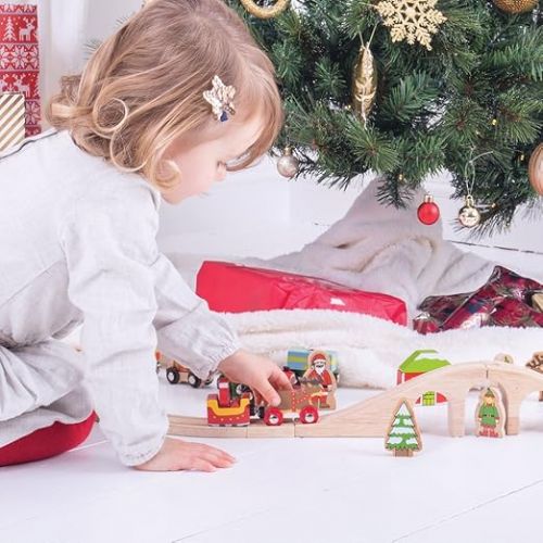  Bigjigs Rail Santa Sleigh with Reindeer - Other Major Wooden Rail Brands are Compatible