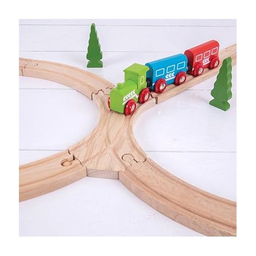  Bigjigs Rail Wooden Track Double Curved Turnouts (2 pk) - Compatible with Bigjigs Train Sets and Most Wooden Train Set Brands, Quality Bigjigs Train Accessories