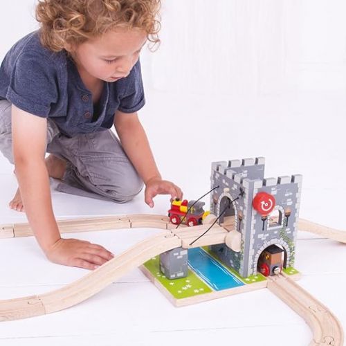  Bigjigs Rail, Wooden Drawbridge, Wooden Toys, Wooden Train Set Accessory, Bigjigs Train Accessories, Wooden Train Track Accessories, Wooden Castle