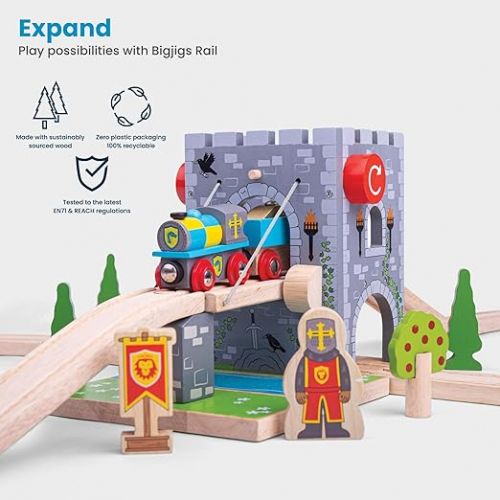  Bigjigs Rail, Wooden Drawbridge, Wooden Toys, Wooden Train Set Accessory, Bigjigs Train Accessories, Wooden Train Track Accessories, Wooden Castle