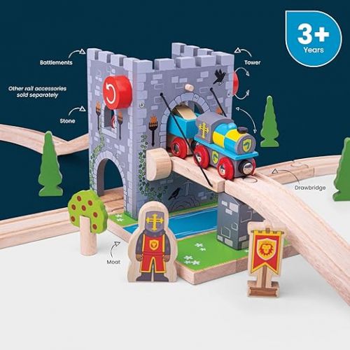  Bigjigs Rail, Wooden Drawbridge, Wooden Toys, Wooden Train Set Accessory, Bigjigs Train Accessories, Wooden Train Track Accessories, Wooden Castle