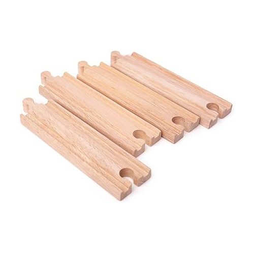  Bigjigs Rail Long Straights (Pack of 4) - Other Major Wooden Rail Brands are Compatible