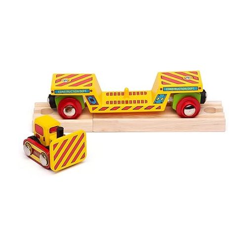  Bigjigs Rail Wooden Bulldozer Low Loader - Most Other Major Wooden Rail Brands are Compatible