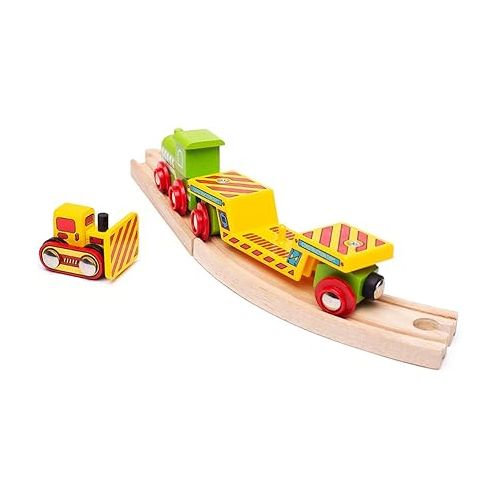  Bigjigs Rail Wooden Bulldozer Low Loader - Most Other Major Wooden Rail Brands are Compatible