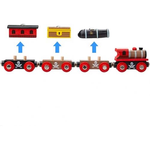  Bigjigs Rail Wooden Pirate Train - Other Major Wood Rail Brands are Compatible