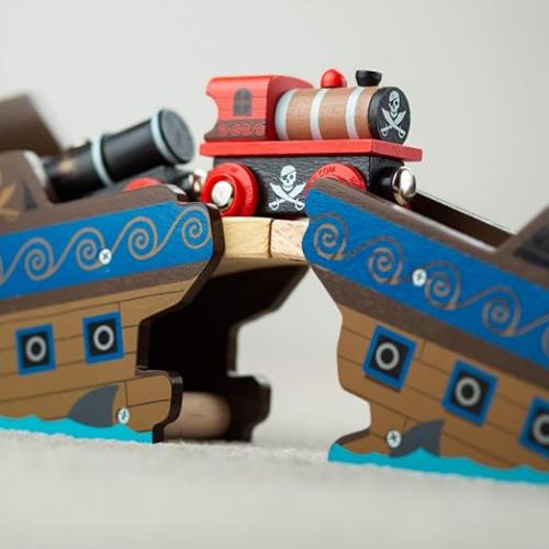 Bigjigs Rail Wooden Pirate Train - Other Major Wood Rail Brands are Compatible