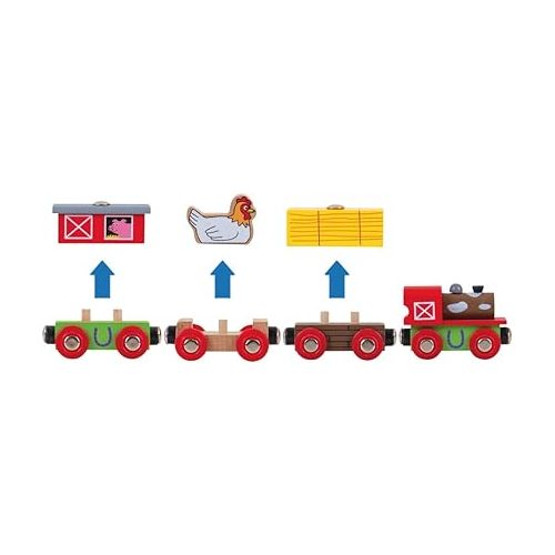  Bigjigs Rail Farmyard Train - Other Major Wooden Rail Brands are Compatible