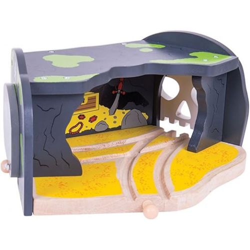  Bigjigs Rail Skull Cave & Tunnel - Wooden Train Set Accessories, Tunnels for Trains & Railway Sets, Classic Kids Toys, Compatible with Other Major Wood Rail Brands, for 3+ Year Olds