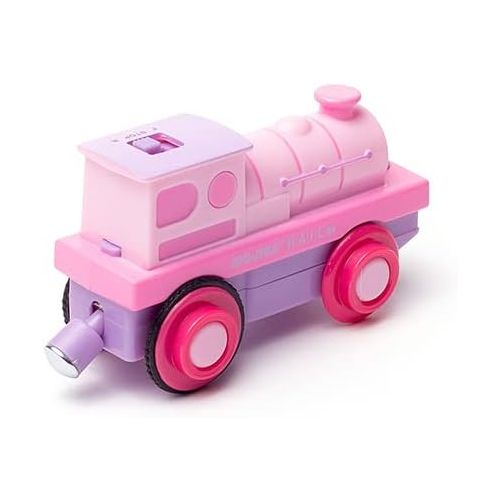  Bigjigs Rail Battery Powered Pink Loco Train - Motorised Trains & Accessories for Wooden Railway Sets, Gifts for Toddlers & Kids, Compatible with Most Other Rail Brands, Age 3 Years Old +