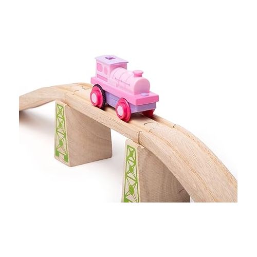  Bigjigs Rail Battery Powered Pink Loco Train - Motorised Trains & Accessories for Wooden Railway Sets, Gifts for Toddlers & Kids, Compatible with Most Other Rail Brands, Age 3 Years Old +