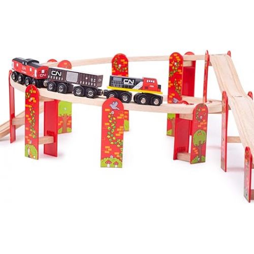  Bigjigs Rail, High Level Train Track Expansion Pack, Wooden Toys, Bigjigs Train Accessories, Wooden Train Track, Train Toys, Wooden Toys for 3 4 5 Year Olds