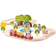 Bigjigs Rail, Farm Animals Wooden Train Set, Wooden Toys, 44pc Train Set, Wooden Train Track, Farm Toys, Wooden Toys for 3 Year Olds, Farm Set