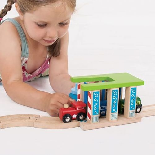  Bigjigs Rail, Wooden Train Washer, Wooden Toys, Bigjigs Train Accessories, Train Wash, Wooden Train Sets, Trains for Kids, Wooden Toys for 3 4 5 Year Olds