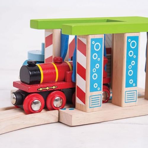  Bigjigs Rail, Wooden Train Washer, Wooden Toys, Bigjigs Train Accessories, Train Wash, Wooden Train Sets, Trains for Kids, Wooden Toys for 3 4 5 Year Olds