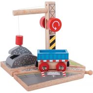 Bigjigs Rail Gravel Wooden Crane for Wooden Train Sets - Quality Bigjigs Train Accessories, Compatible with Other Major Wooden Railway Brands