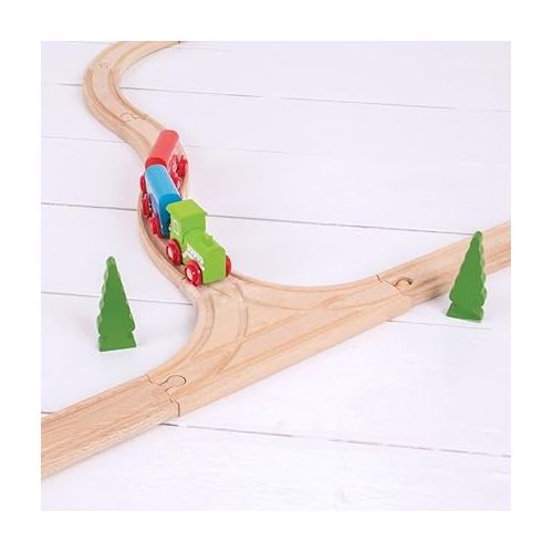  Bigjigs Rail T-Junction Track (Pack of 2) - Other Major Wooden Rail Brands are Compatible