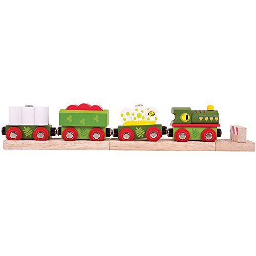  Bigjigs Rail Wooden Dinosaur Railway Engine and Train Cars