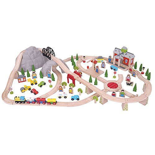  Bigjigs Rail Wooden Mountain Railway Set - 112 Play Pieces