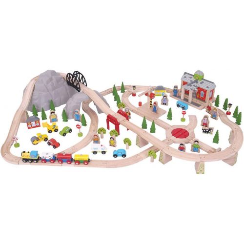  Bigjigs Rail Wooden Mountain Railway Set - 112 Play Pieces