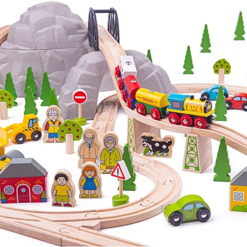  Bigjigs Rail Wooden Mountain Railway Set - 112 Play Pieces