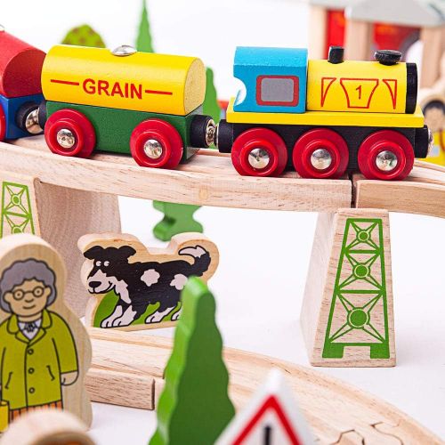  Bigjigs Rail Wooden Mountain Railway Set - 112 Play Pieces