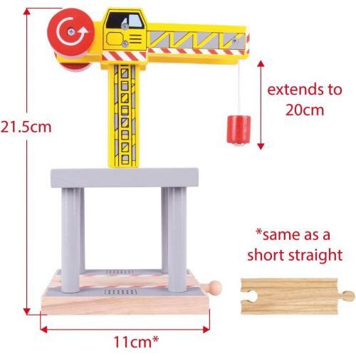  Bigjigs Rail Magnetic Big Yellow Crane - Other Major Wooden Rail Brands are Compatible