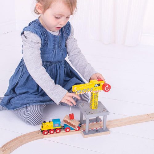  Bigjigs Rail Magnetic Big Yellow Crane - Other Major Wooden Rail Brands are Compatible