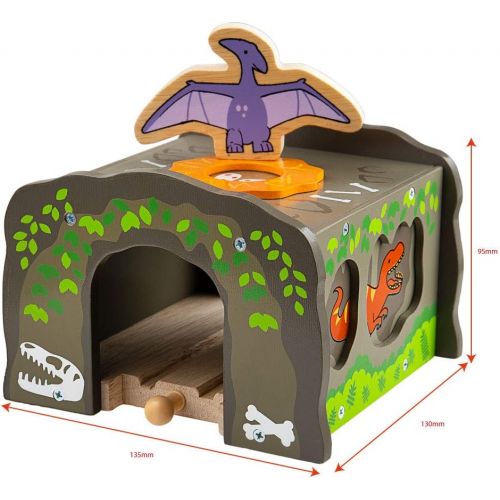  Bigjigs Rail Wooden T-Rex Tunnel - Other Major Wood Rail Brands are Compatible