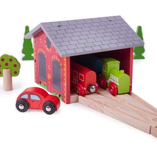  Bigjigs Rail Double Engine Shed - Other Major Wooden Rail Brands are Compatible