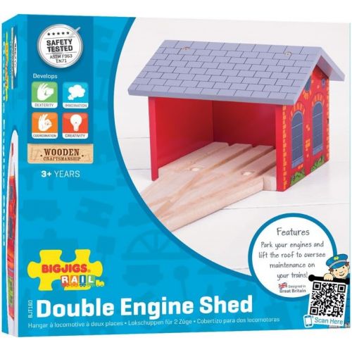  Bigjigs Rail Double Engine Shed - Other Major Wooden Rail Brands are Compatible