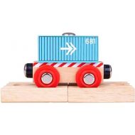 Bigjigs Rail Wooden Container Wagon (Blue) - Other Major Wood Rail Brands are Compatible
