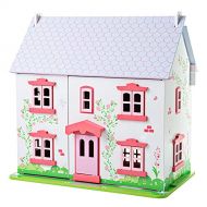 Bigjigs Toys Heritage Playset Rose Cottage Doll House Wooden Toys Wooden Dolls House Doll House for Toddlers 18pcs Dolls House Furniture Girls Toys 3 Year Old Girl Gifts Wendy Hous